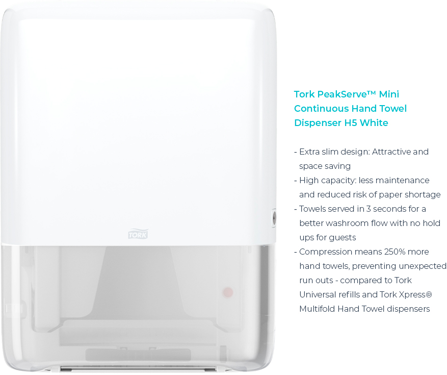 Tork PeakServe™ Mini Continuous Hand Towel Dispenser H5 White (552550)